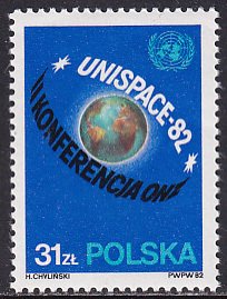 Poland 1982 Sc 2525 Outer Space Peaceful Uses Conference Vienna Stamp MNH