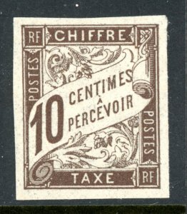 France 1894 Colony General Issues Postage Due 10¢ Brown Imperf Sc #J16 MNH  L28