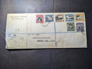 1934 Registered British Cook Islands Cover Rarotonga to Ontario CA USA