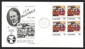 Canada Sc# 617 Ottawa (Rose Craft) FDC block/4 (e) 1973 06.08 J.E.H. MacDonald