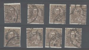 Albania 1928 15q bistre, kingdom of Albania horseshoe ovpt 8x fine used copies