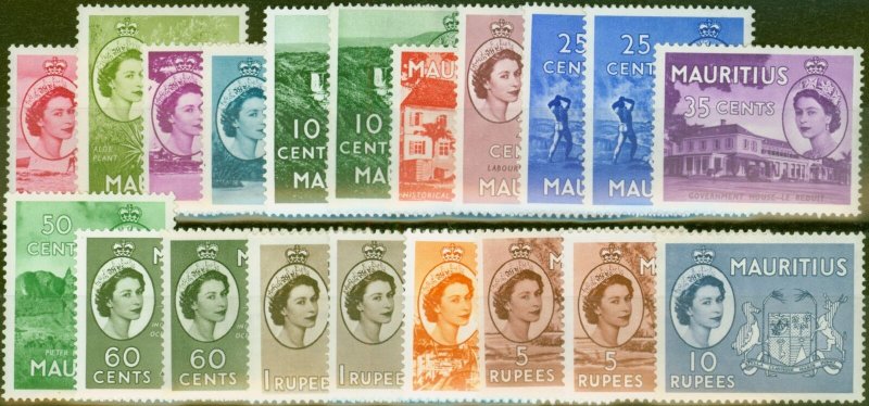 Mauritius 1953-58 Extended set of 20 SG293-306 All Shades V.F Very Lightly Mt...