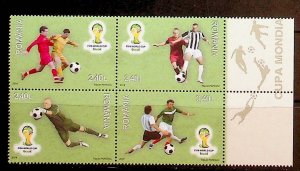 ROMANIA Sc 5557 NH BLOCK OF 4 OF 2014 - SOCCER WORLD CUP
