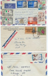 LIBERIA 1940s FIVE AIR MAIL MULTI FRANKED COVERS ALL TO US