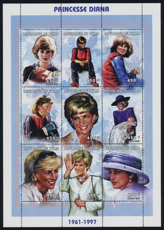 Chad 713-4 MNH Princess Diana, Flowers