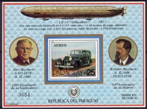 Paraguay 1980 Sc#C474 MAYBACH ANNIV.DS-8 ZEPPELIN/CARS S/S (1) MNH