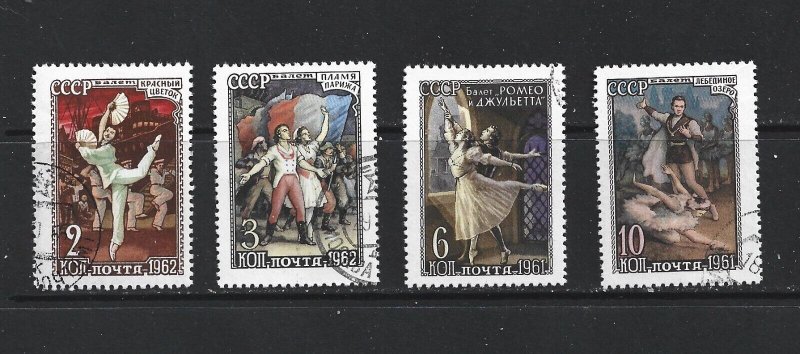 RUSSIA - 1961 HONOURING THE RUSSIAN BALLET - SCOTT 2548 TO 2551 - USED