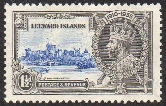 Leeward Islands 1935 1½d  ultramarine and grey (Silver Jubilee) MH