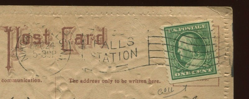 352 or 387 Franklin Coil Used Stamp on Christmas Post Card