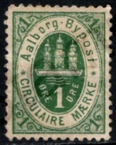 1886 Denmark Local Post 1 Ore Aalborg City Post (Circular Label) Unused