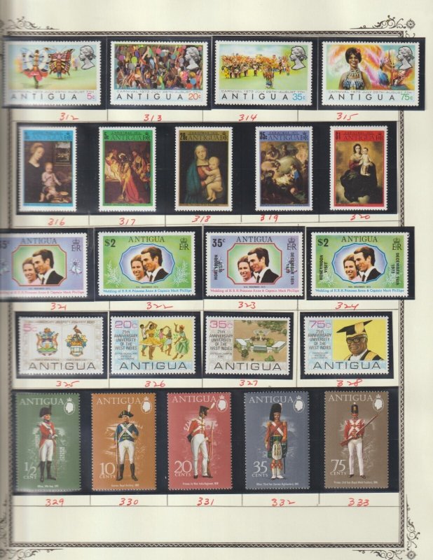 Antigua Collection , 20 Scott Specialty Album Pages 1972-1981 VF MNH MH and Used