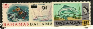 Bahamas #221, 261 MNG, 324 used Fish