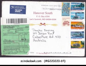 UNITED STATES USA - 2009 REGISTERED ENVELOPE TO AUSTRALIA WITH SHIP STAMPS