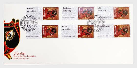 H01 Gibraltar 2019 Post & Go - Lunar New Year - Year of the Pig  FDC