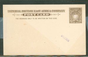 British East Africa  1893 1/2 Anna Brown on white, light toning at left, specimen handstamp, clean reverse, double specimen