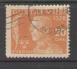 Sweden Sc B35 1928  20 ore 70th Birthday Gustaf V stamp used