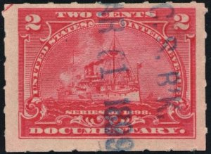 R164 2¢ Documentary Stamp (1898) Used/Date Stamp