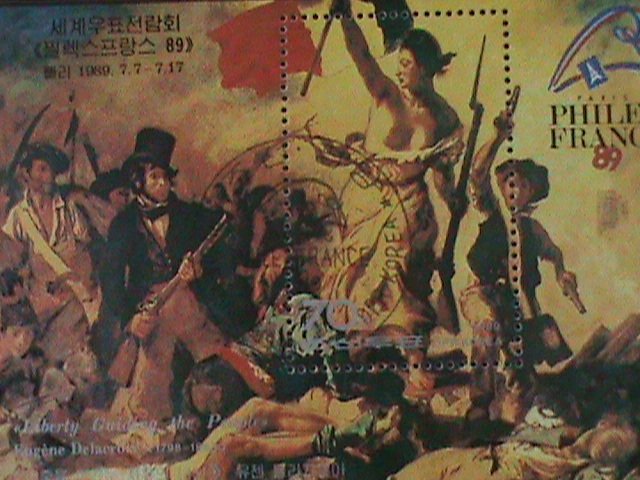 ​KOREA- PHILEX FRANCE'89 STAMP SHOW-FAMOUS NUDE ARTS PAINTING- CTO S/S-VF