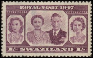 Swaziland 47 - Mint-H - 1sh Royal Family / Royal Visit (1947)