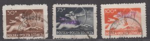 Poland 1950 Groszy overprint on Scott #C23-C25-C26 Used