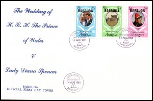 Barbuda 497-499 Royal Wedding U/A FDC