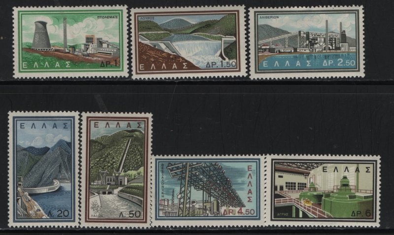 GREECE, 728-734, SET(7), HINGED,SLIGHT THIN ON 732, 1962,PTOLEMAIS POWER STATION