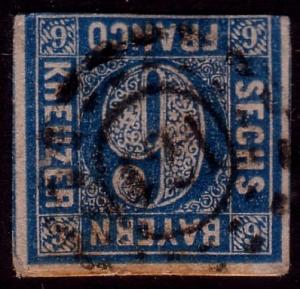 GERMANY BAYERN 6k blue imperf 121 in circle cancel.........................40244