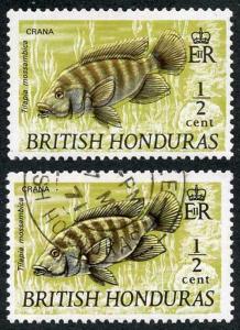 British Honduras SG277a 1969 1/2c Mozambique Mouthbrooder BLACK FANTASTIC SHIFT