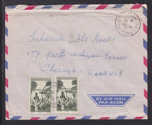 French West Africa Sc 54 on 1954 Air Mail Cover to US