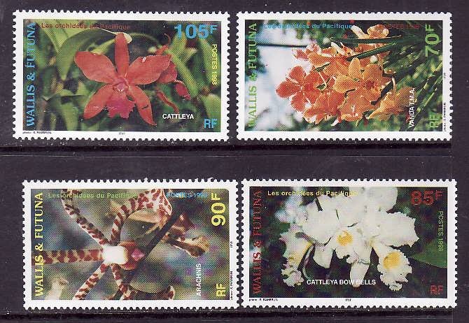 Wallis & Futuna Islands-Sc#504-7-Unused NH set-Flowers-Orchids-1998-