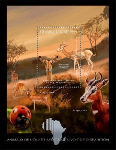 GUINEA - 2012 -Endangered Animals in W. Africa-Perf Souv Sheet-Mint Never Hinged