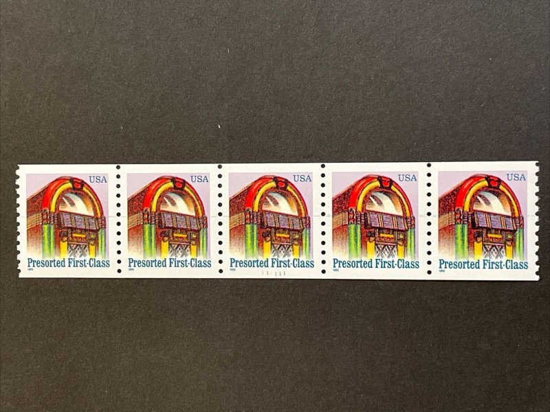 US PNC5 25c Jukebox Presorted Stamp Sc# 2911 Plate 111111 MNH