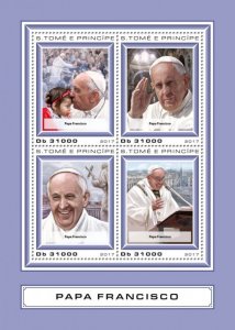 SAO TOME - 2017 - Pope Francis - Perf 4v Sheet - Mint Never Hinged