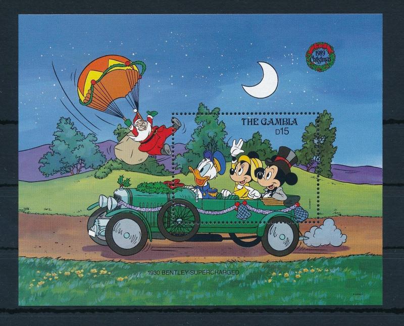 [22361] Gambia 1989 Disney Characters drive car MNH