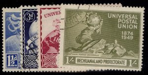 BECHUANALAND PROTECTORATE GVI SG138-141, 1949 ANNIVERSARY of UPU set, FINE USED.