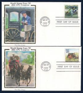 UNITED STATES FDCs (4) 25¢ Postal Congress 1989 Colorano