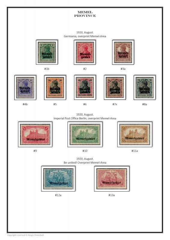 Memel Province Memelland Klaipėda Region 1920-1923 PDF DIGITAL STAMP ALBUM PAGES 