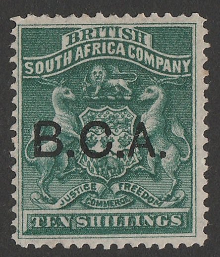 BRITISH CENTRAL AFRICA 1891 'BCA' on Arms 10/- deep green, no wmk. 