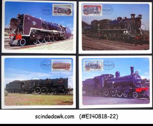 SOUTH AFRICA - 1983 STEAM LOCOMOTIVES RAILWAY SSET OF 4 MAXI CARDS FDI