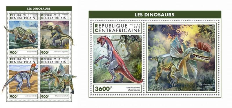 Z08 CA18903ab CENTRAL AFRICA 2018 Dinosaurs Dinosaurier MNH ** Postfrisch Set