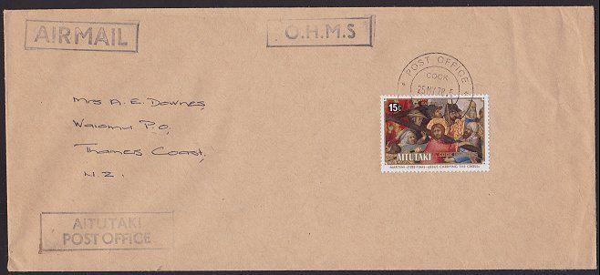 AITUTAKI 1978 cover - 15c Easter single franking............................2227