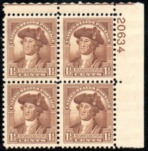 USA #706 F-VF OG NH, Plate Block of 4, rich color! Retail $27.5