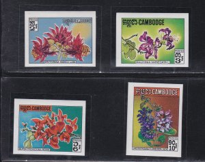 Cambodia # 259-262, Wild Flowers, SCARCE IMPERF set, Mint NH