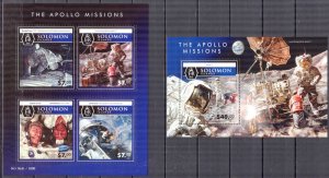 Solomon Islands 2015 Space Apollo Missions sheet + S/S MNH