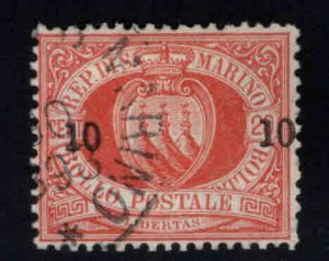 San Marino Scott 28 Used 1892 surcharged stamp