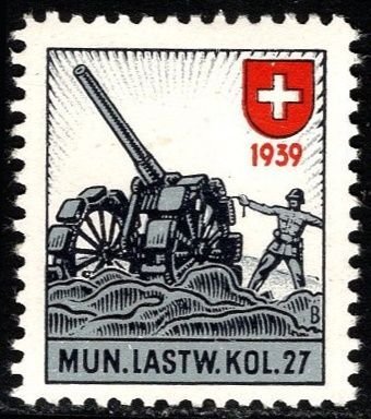 1939 Switzerland Soldiers Charity Stamp 27th Field Artillery Battalion