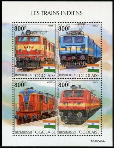 TOGO  2019 INDIAN TRAINS SHEET MINT NEVER HINGED