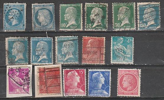 France Used Lot 12 (#26,58,109,185-6,191,194,196,242,532,707,709)