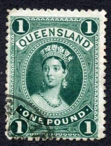 Queensland SG161 One Pound Deep Green wmk 10 Cat 85 pounds 