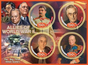 Stamps. Famous People, World War II 2019 year 1+1 sheets perforated